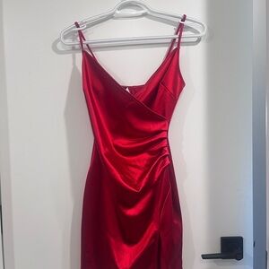 Mini Red Satin Dress